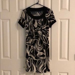 Black and white shift dress
